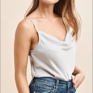 Silver backless Cowl Strappy Bodysuit Abercrombie